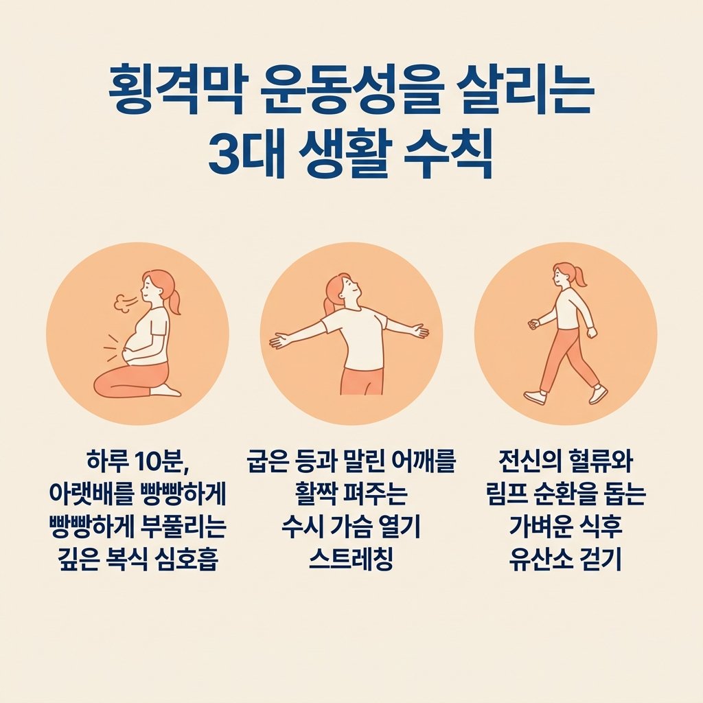 가슴 펴기 스트레칭 거북목 제한 미지근한 물 기침 예방 수칙