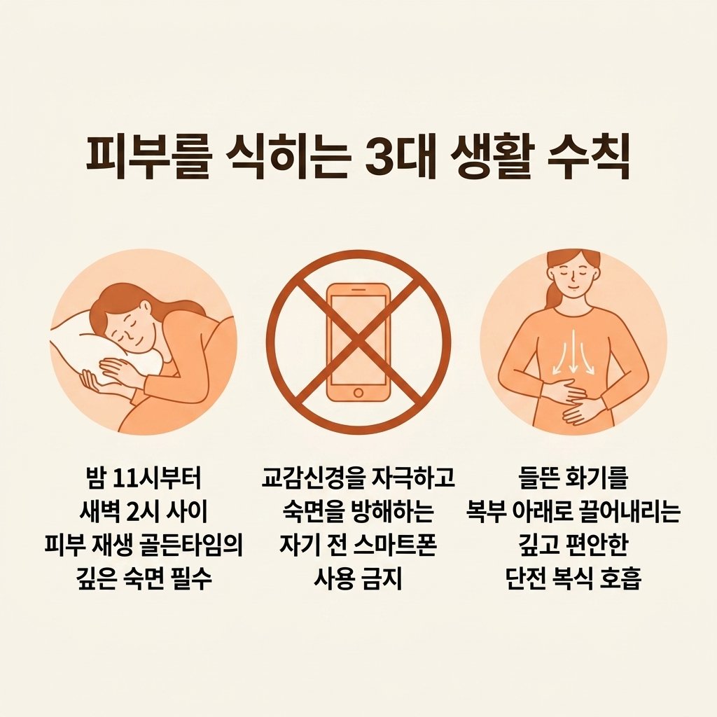 피부염 생활습관 숙면 스마트폰금지 단전복식호흡 스트레스관리