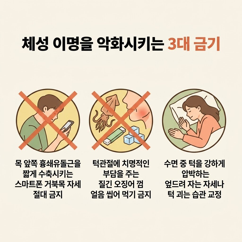 이명 악화 원인 스마트폰 거북목 딱딱한 음식 수면자세 교정
