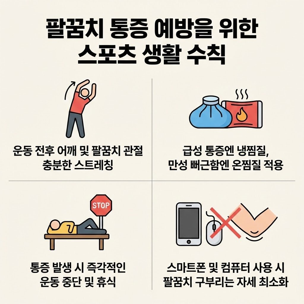 엘보 통증 예방 생활 수칙 이미지
