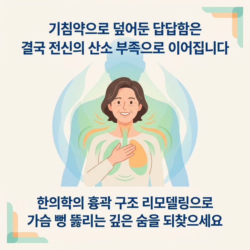 가슴답답함 완치 흉곽 구조 리모델링 한의원 여성 모델 클로징