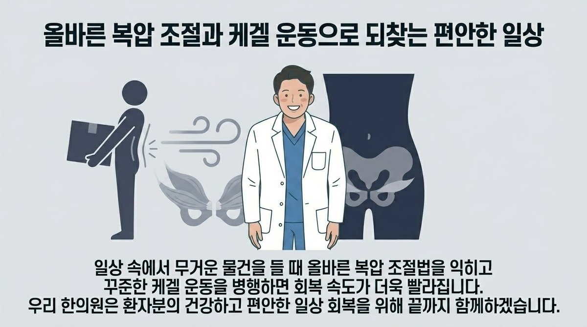 요실금 생활 관리 케겔 운동 따뜻한 마무리 인사
