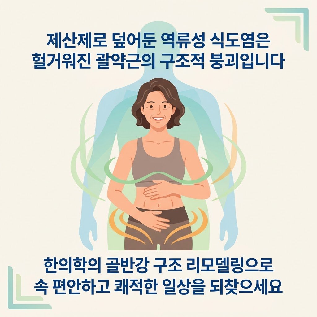 역류성식도염 요실금 완치 골반 구조 리모델링 한의원 여성 모델 클로징