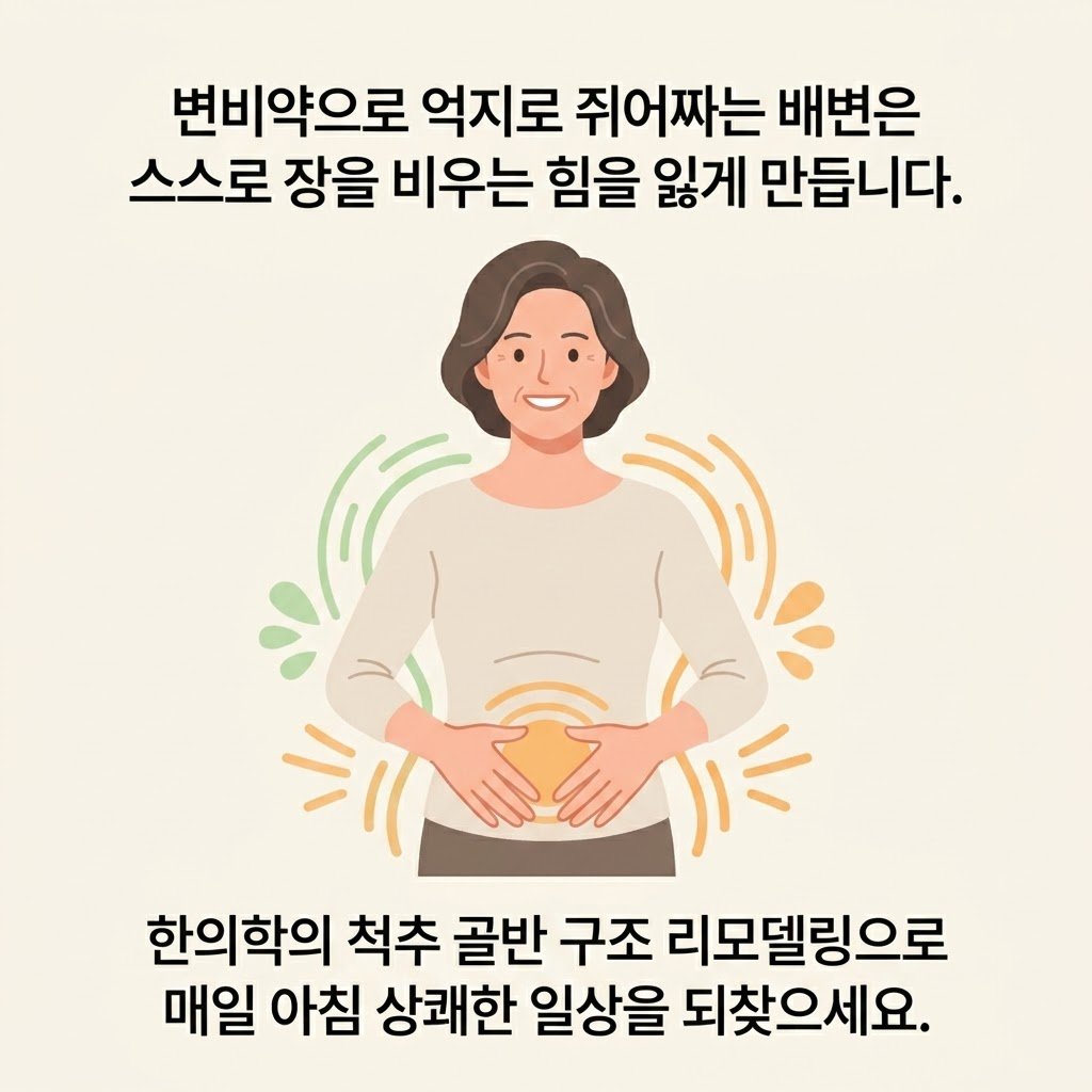 만성변비 완치 골반 구조 리모델링 한의원 여성 모델 클로징