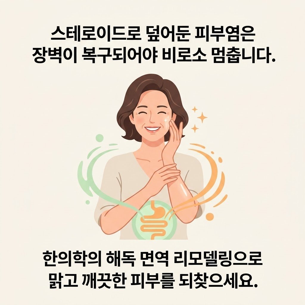 만성 피부염 완치 장누수 증후군 한의원 여성 모델 클로징