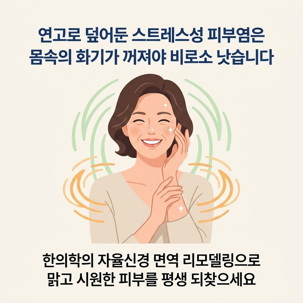 스트레스성 피부염 완치 자율신경 리모델링 한의원 여성 모델 클로징