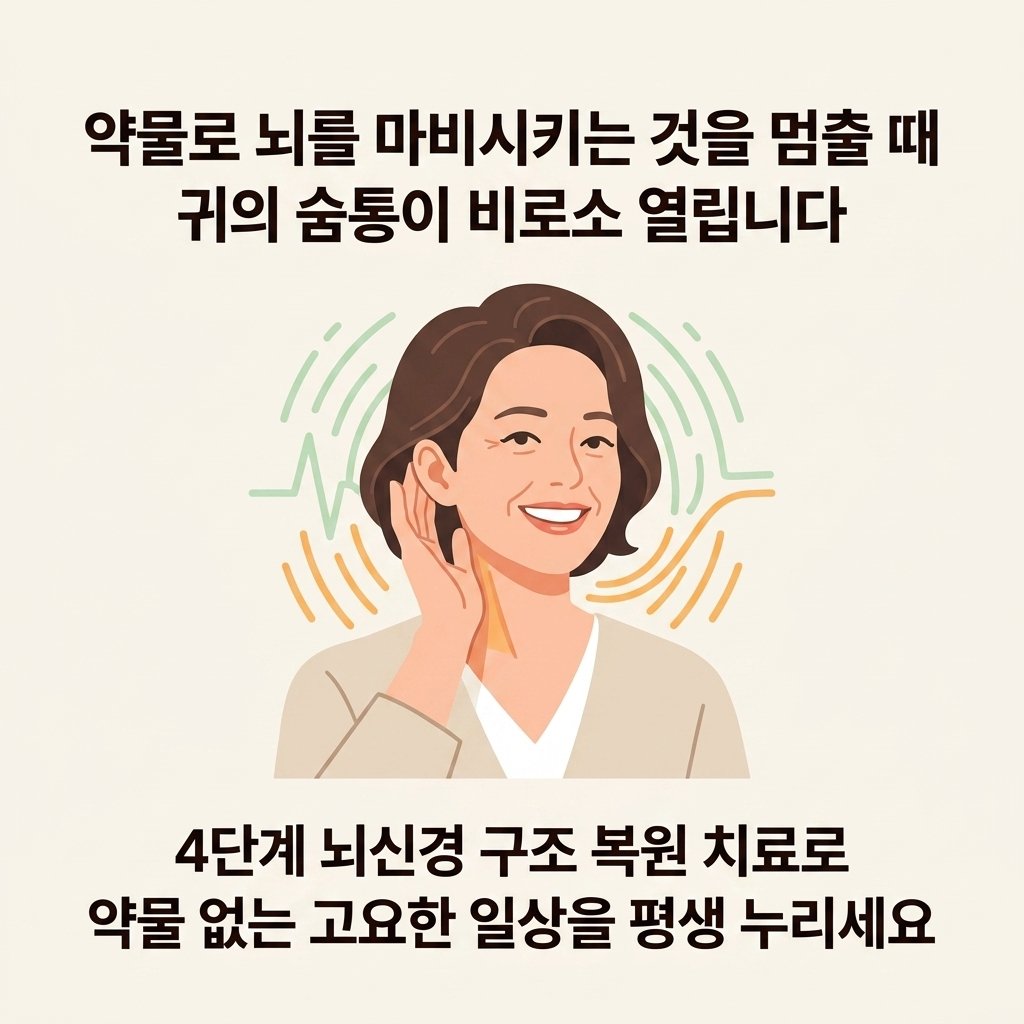 이명 치료 호전 수면제 단약 뇌신경 구조 리모델링 한의원 여성 모델