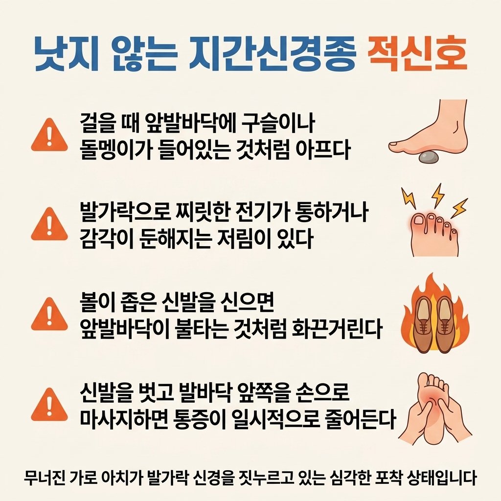 지간신경종 증상 앞발바닥 통증 발가락 저림 자가진단 1x4 리스트