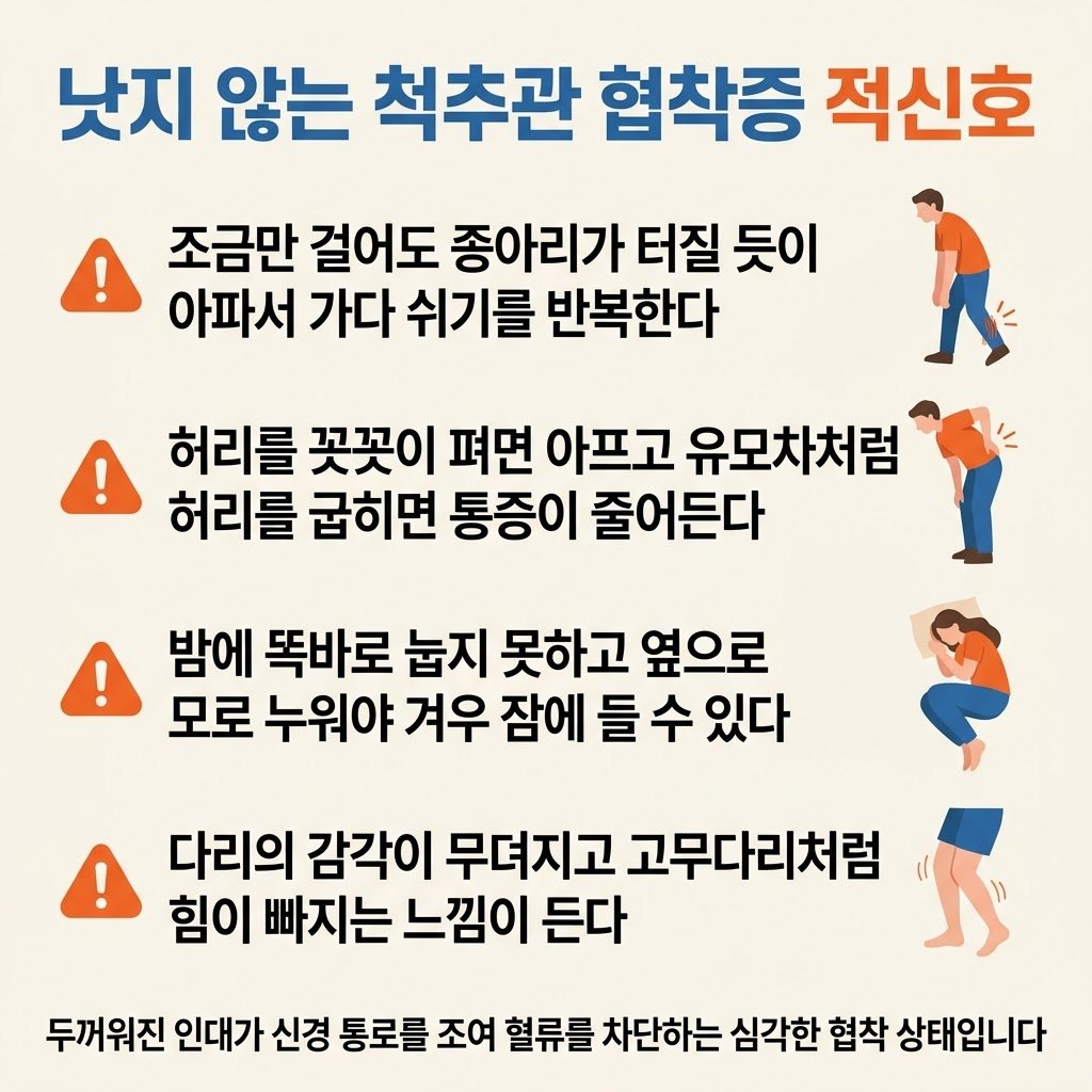 척추관 협착증 증상 종아리 터질듯한 통증 신경인성 파행 자가진단 1x4 리스트