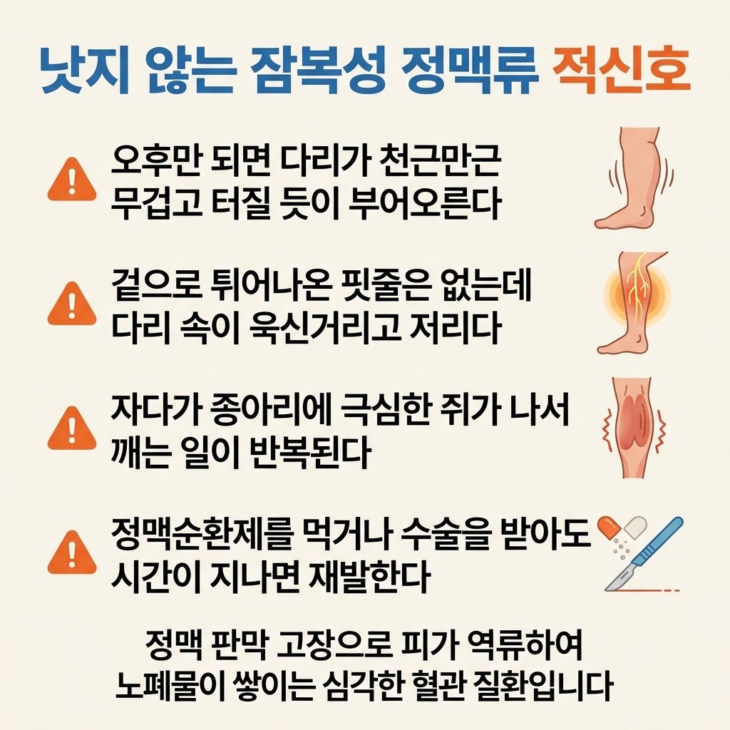 잠복성 하지정맥류 증상 다리가 무겁고 저려요 자가진단 1x4 리스트