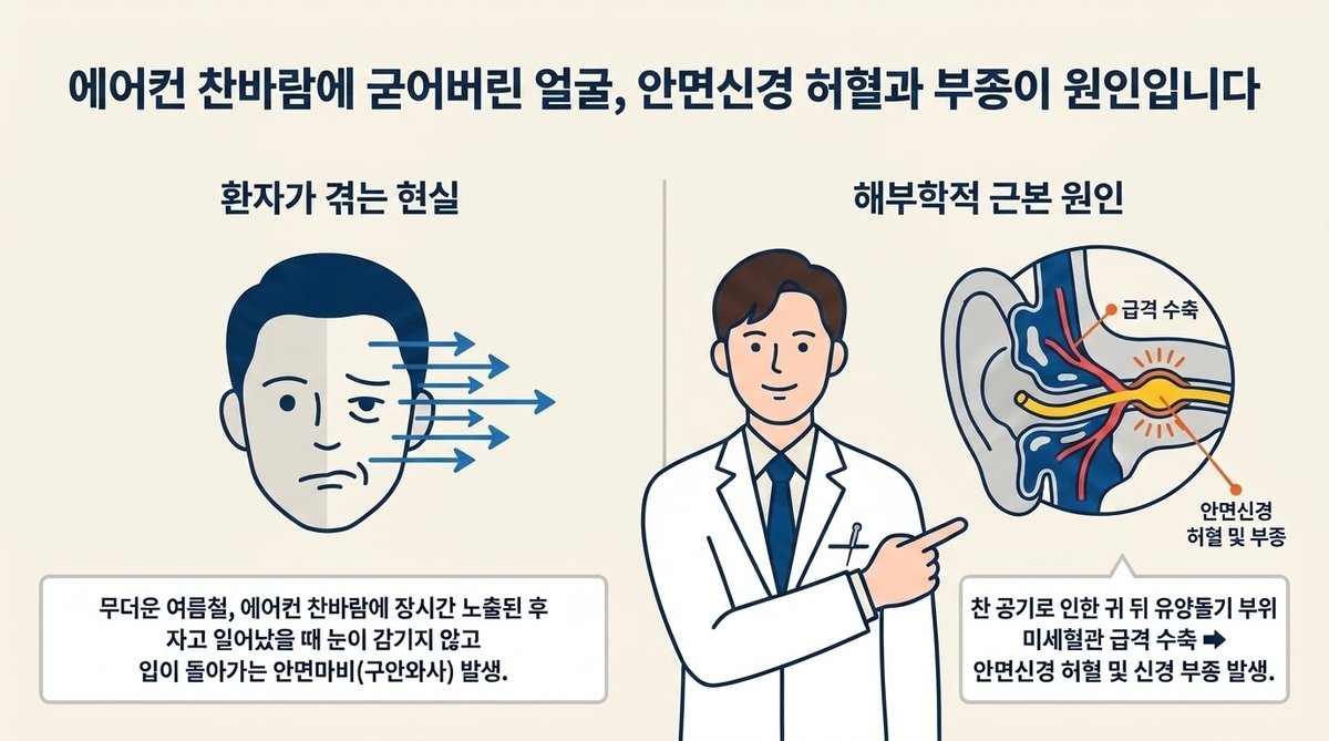 에어컨 찬바람 노출 후 안면 근육 경직과 환자 일상 공감