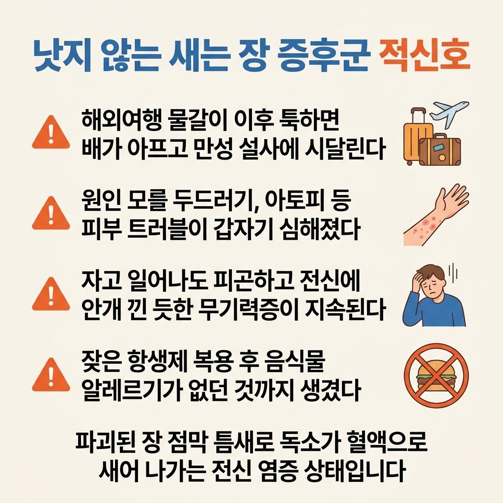 장누수 증후군 증상 해외여행 물갈이 장염 후유증 만성 피로 두드러기 자가진단