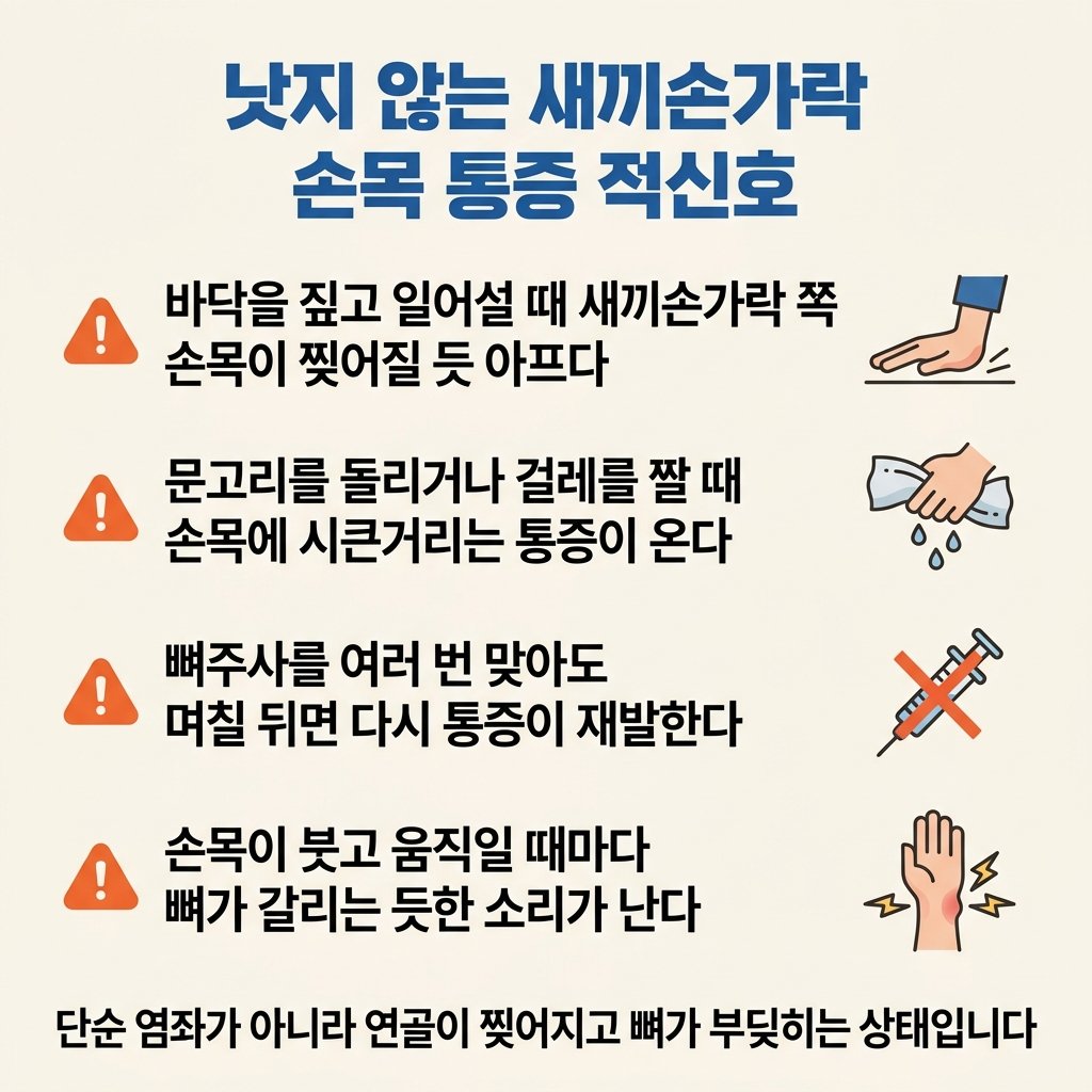 새끼손가락 손목 통증 척골충돌증후군 증상 바닥 짚고 일어설때 통증 자가진단 1x4 리스트
