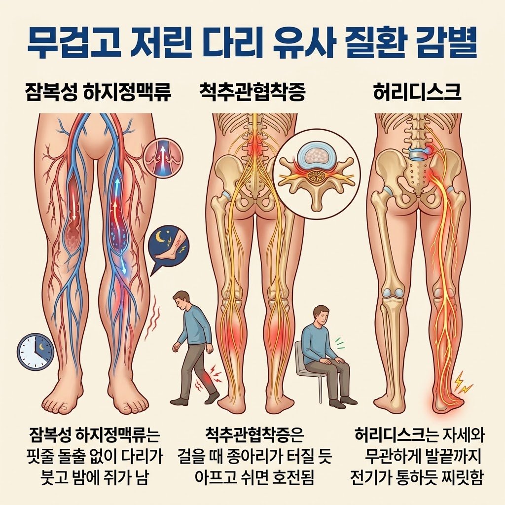 다리 저림 잠복성 하지정맥류 척추관협착증 허리디스크 유사 질환 감별