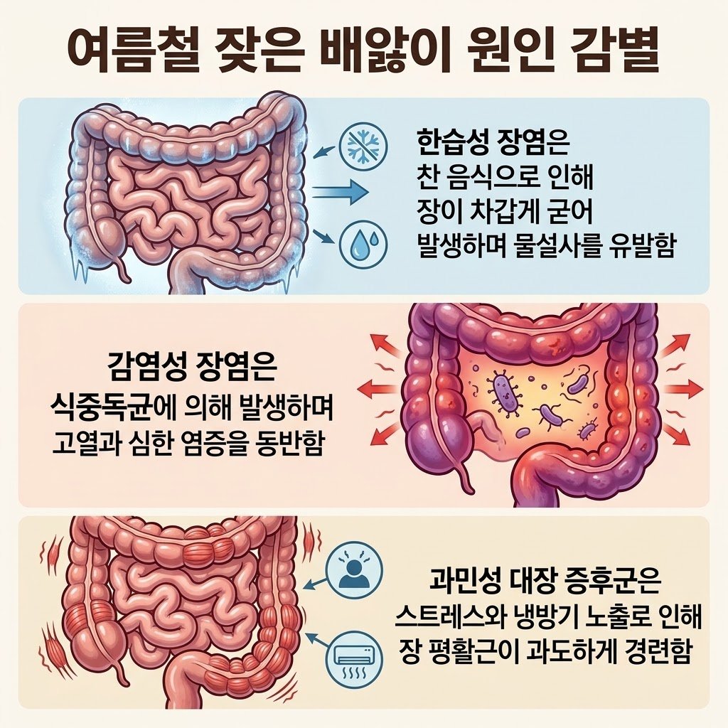 여름철 잦은 배앓이 한습성 장염 감염성 장염 과민성 대장 증후군 유사 질환 감별