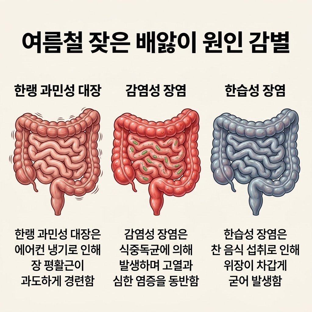 여름철 잦은 배앓이 과민성 대장 증후군 감염성 장염 한습성 장염 원인 감별
