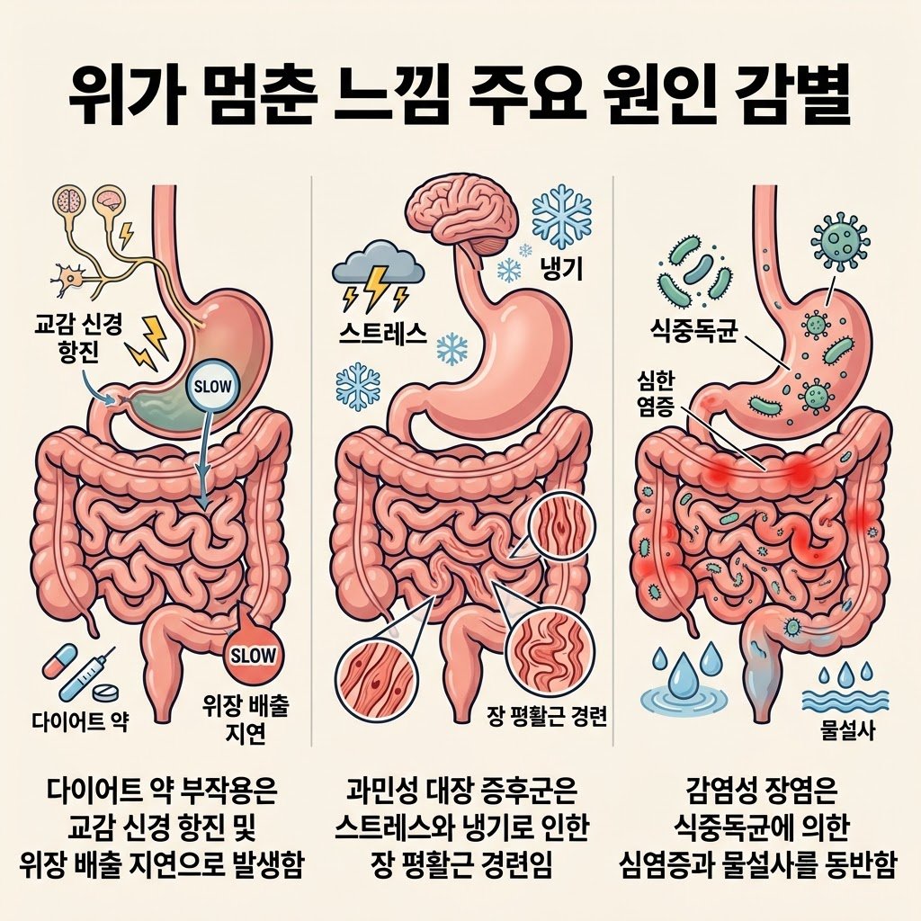 여름철 소화장애 위가 멈춘 느낌 다이어트약 부작용 과민성 대장 감염성 장염 감별