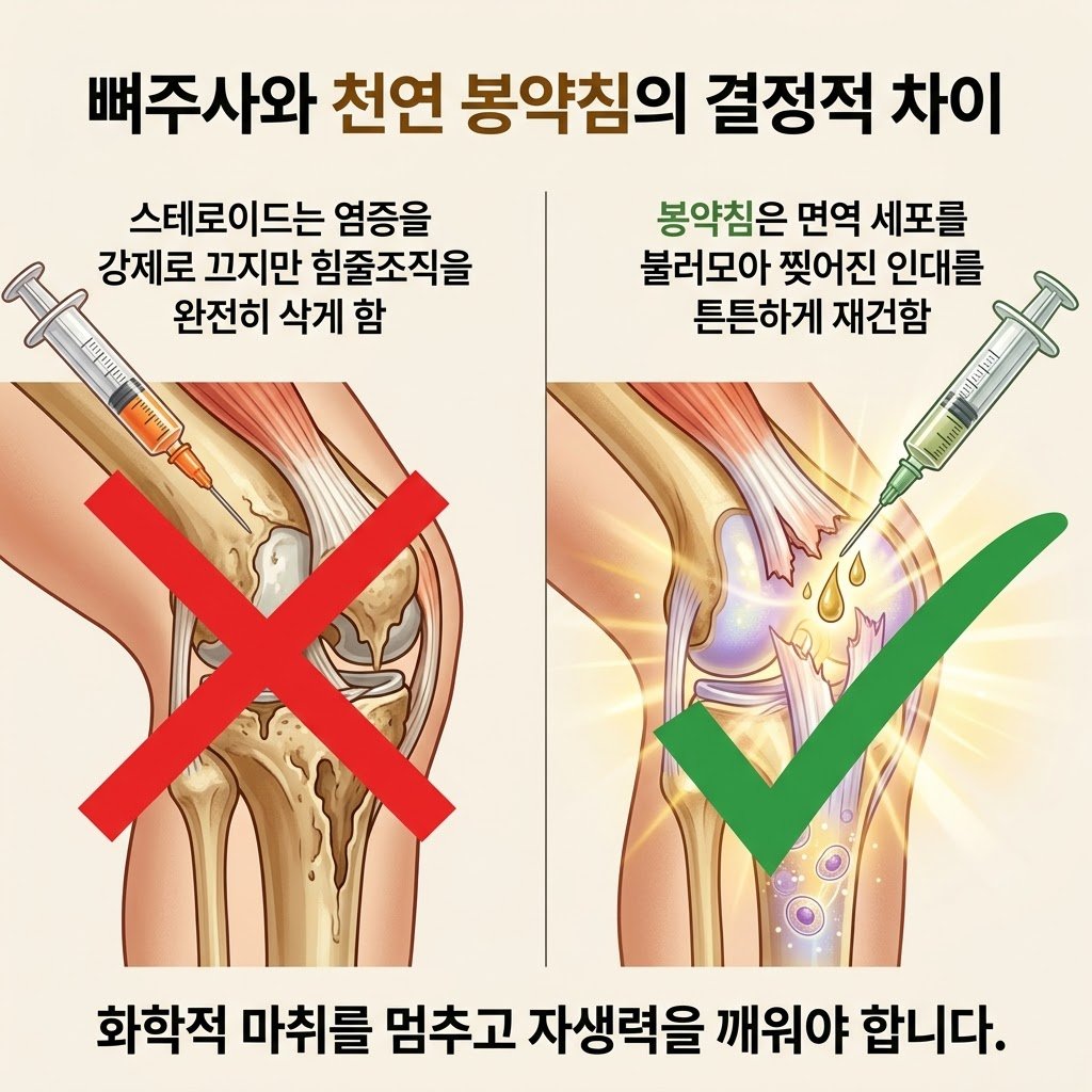한의원 힘줄 재생 치료 스테로이드 주사 차이 면역 유도 반응 인대 재건