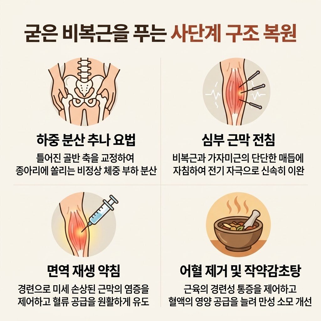야간 다리 쥐 치료 한의원 전침 추나 봉약침 어혈 한약 4단계 솔루션 작약감초탕
