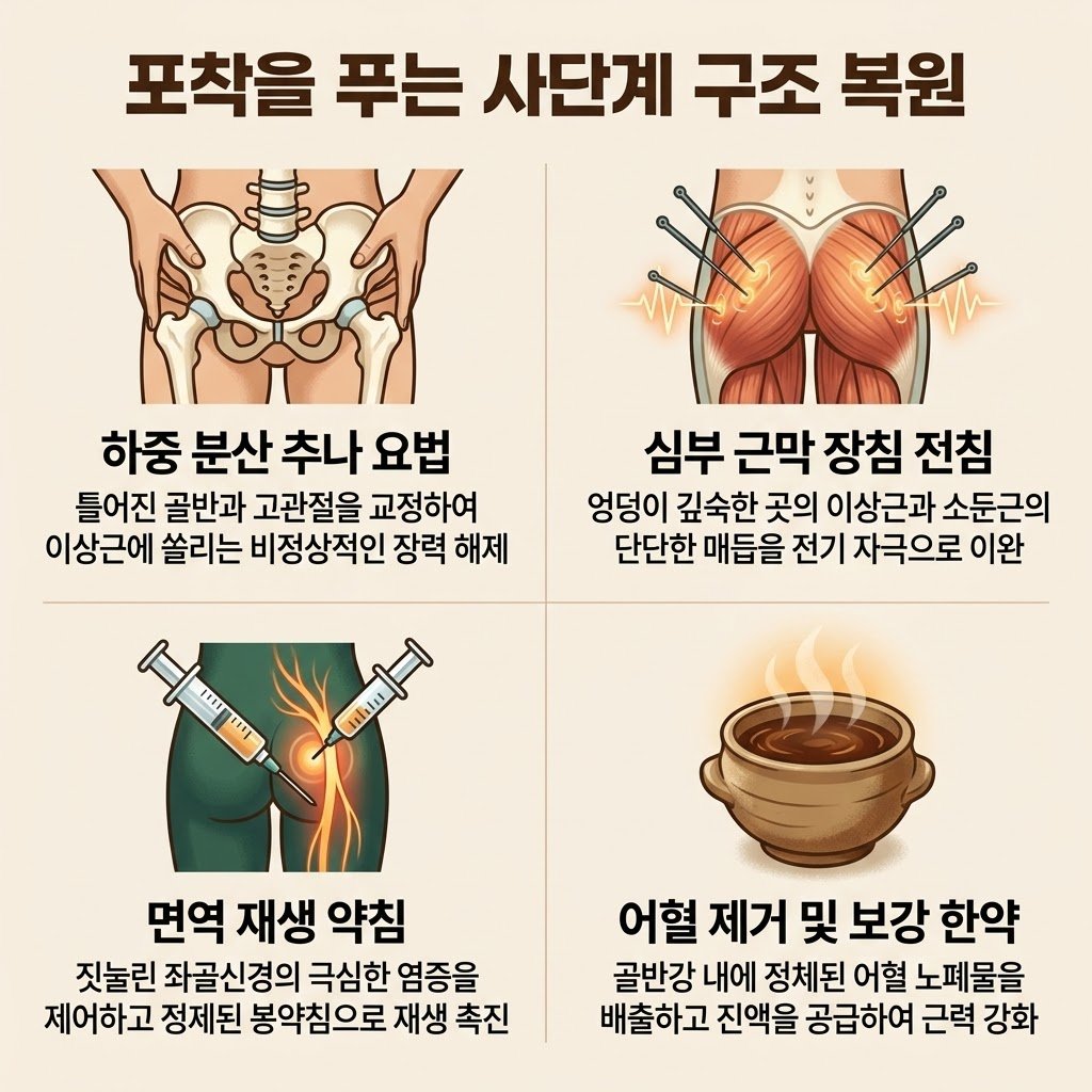 이상근증후군 비수술 치료 한의원 장침 전침 추나 봉약침 어혈 한약 4단계 솔루션