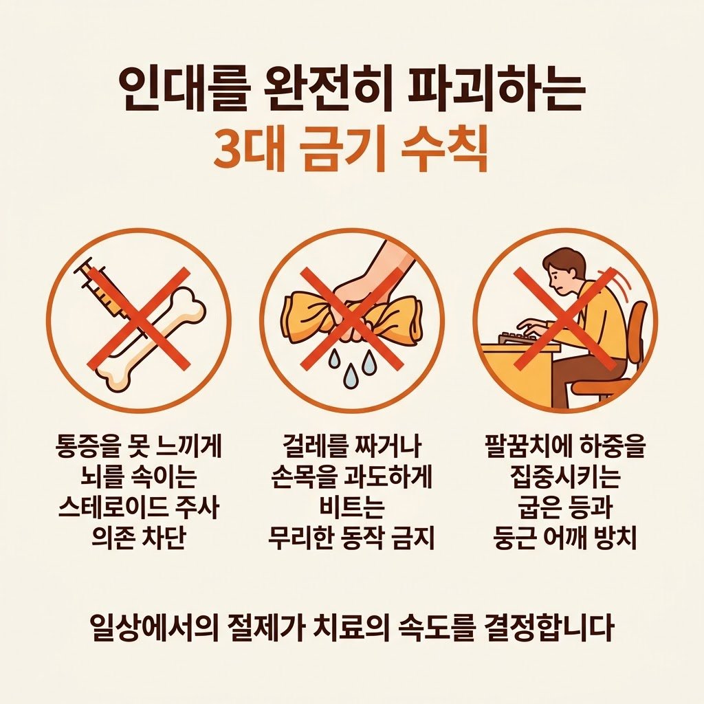 테니스 엘보 악화 금기 스테로이드 주사 수건짜기 스마트폰 자세