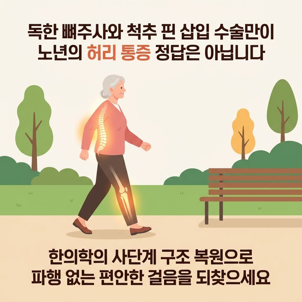 척추관 협착증 치료 구조 복원 한의원 종아리 통증 신경인성 파행 척추수술 부작용 부산 체형교정 수면장애