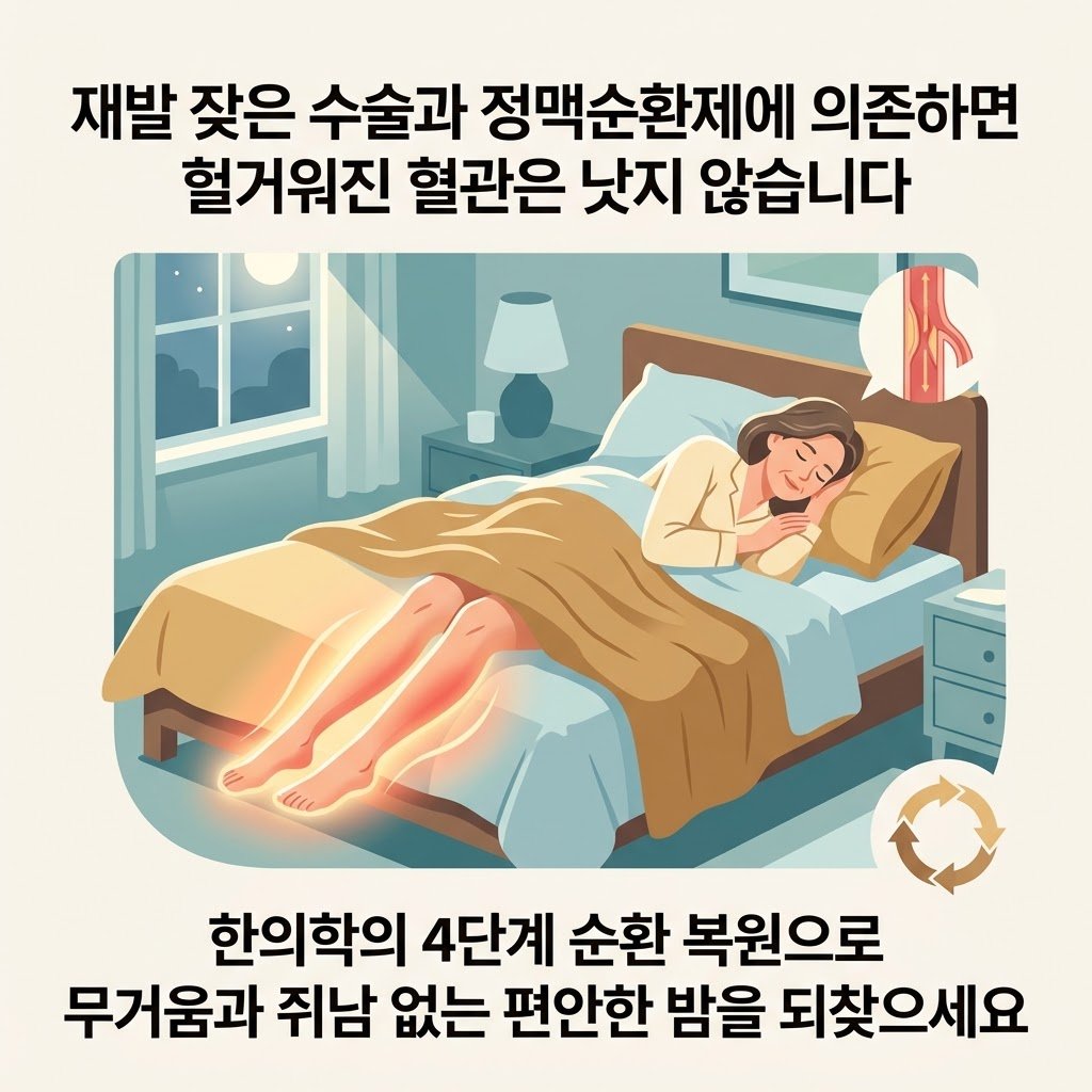 하지정맥류 치료 순환 복원 한의원 다리가 무겁고 저려요 수술 재발 어혈 제거 계지복령환 전침 부산 체형교정 수면장애