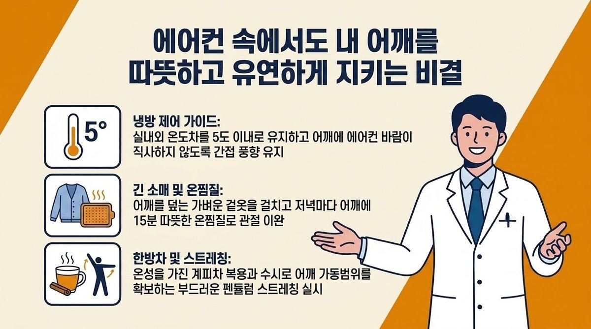 어깨 관절을 유연하게 이완시키는 가벼운 홈 스트레칭과 온찜질 자생 생활 가이드