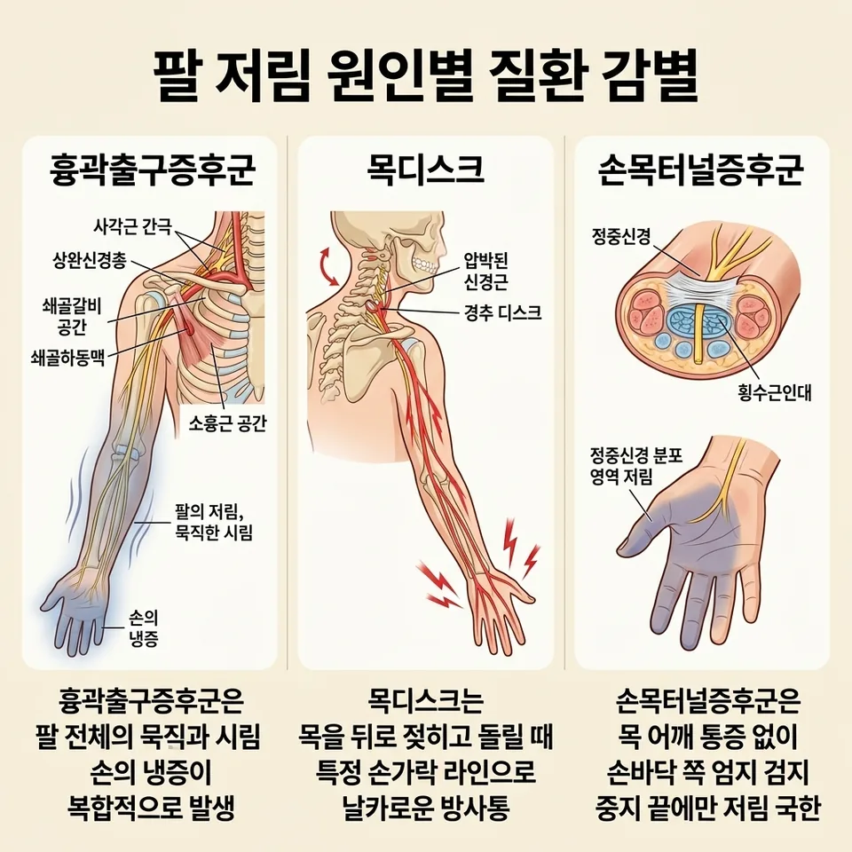 팔 저림 감별 인포그래픽