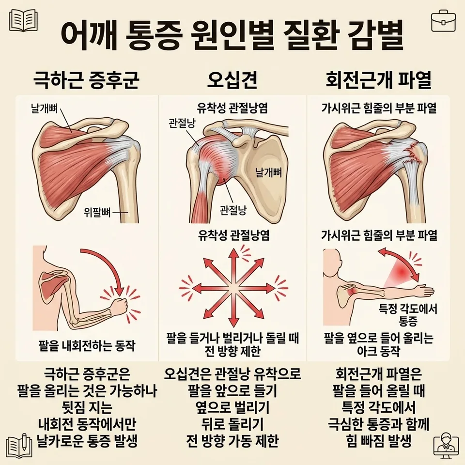 어깨 통증 감별 인포그래픽