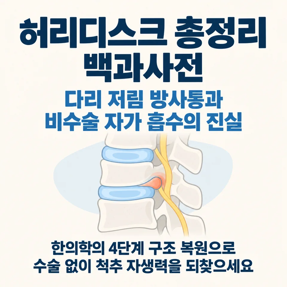 허리디스크 요추 추간판 탈출증 수핵 탈출 및 신경근 압박 실루엣