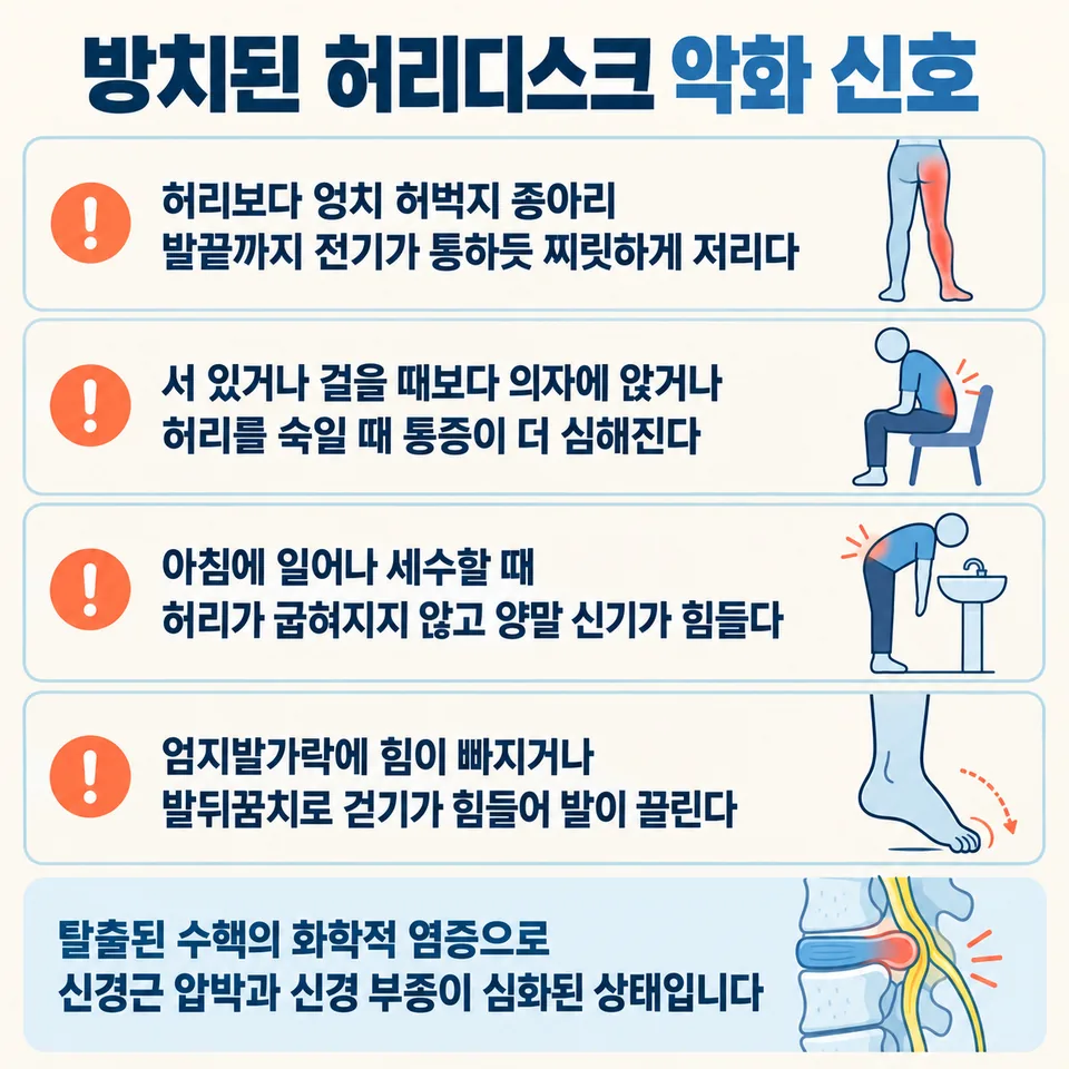 허리디스크 악화 신호 4가지