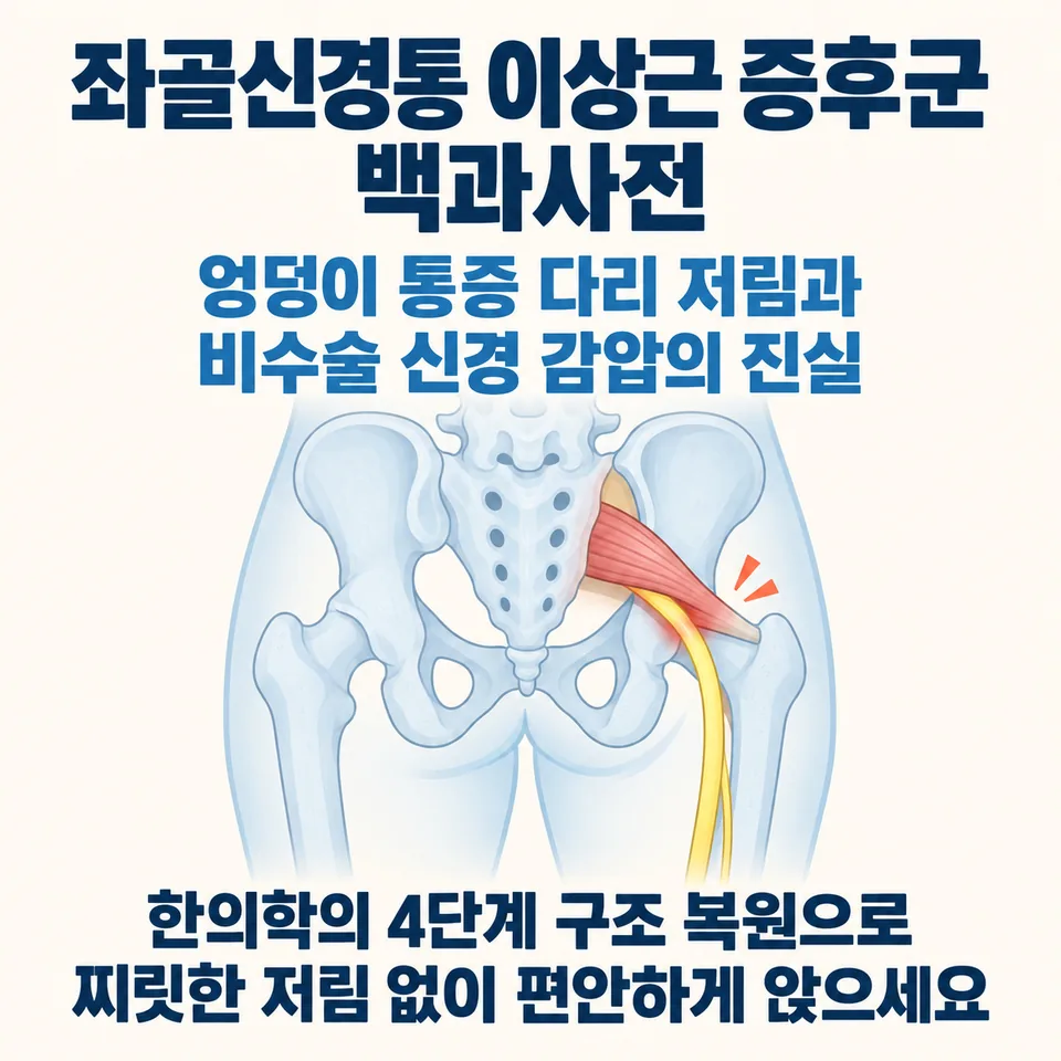 좌골신경통 이상근 증후군 둔부 신경 포착 실루엣