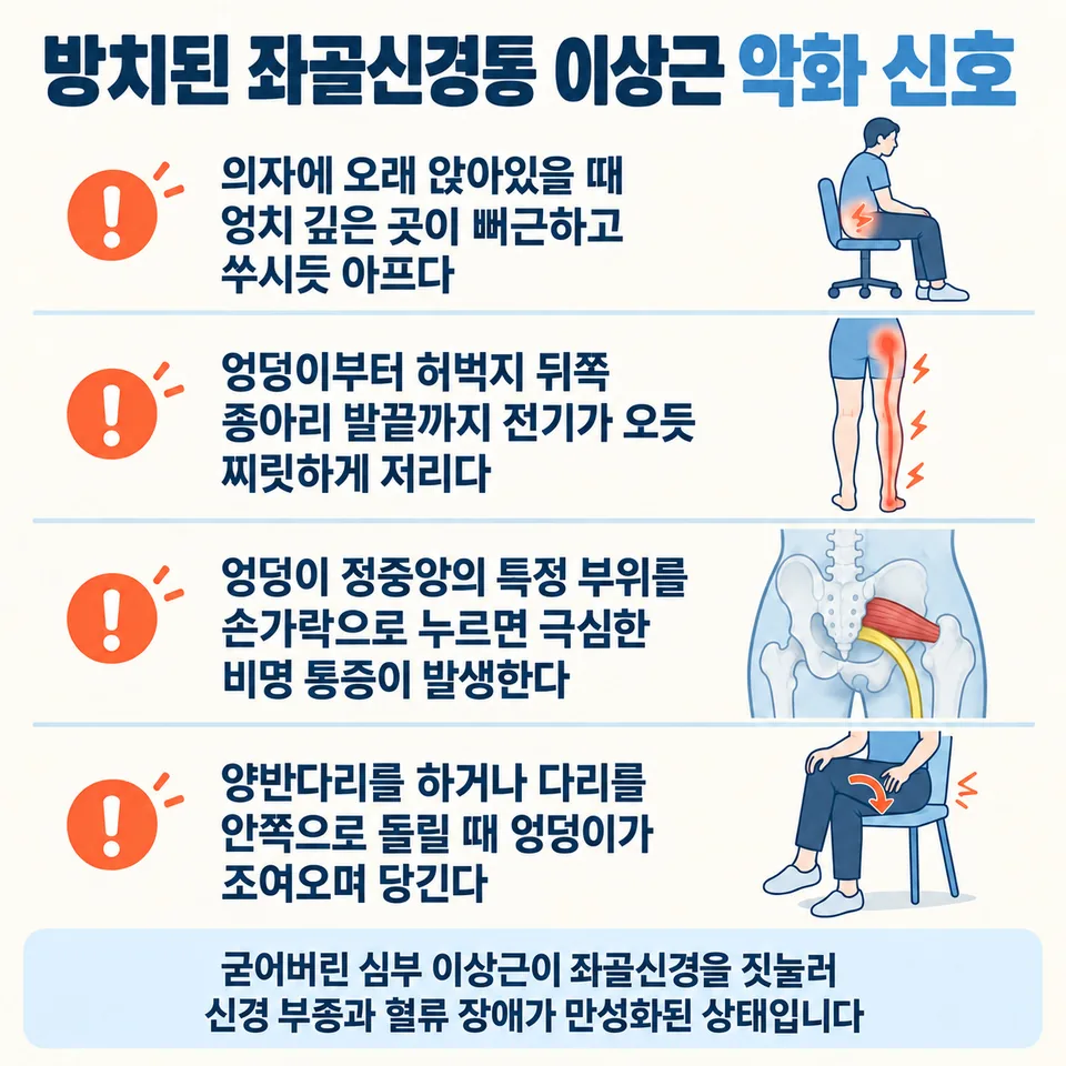 좌골신경통 이상근 증후군 악화 신호 4가지