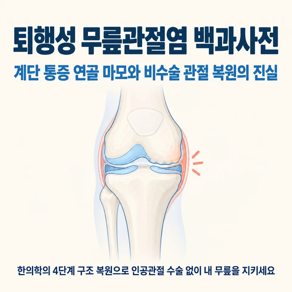 퇴행성 무릎관절염 연골 마모 및 관절낭 염증 실루엣