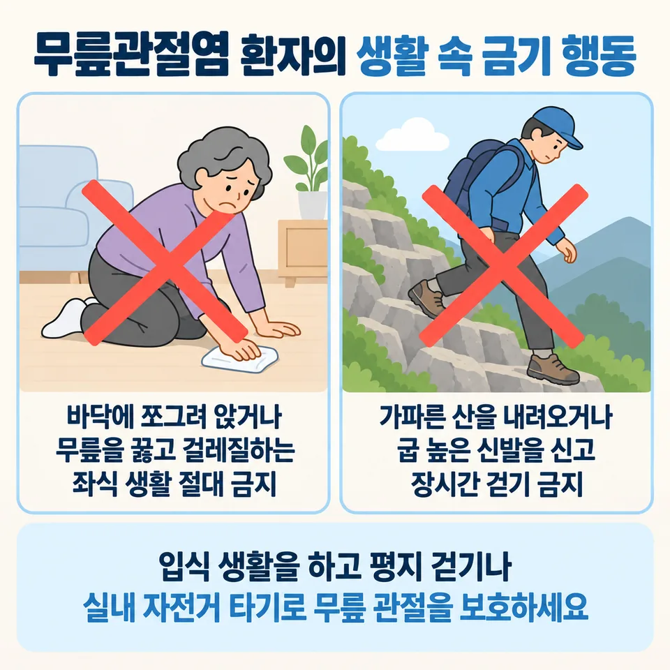 무릎관절염 금기 행동 및 생활 관리