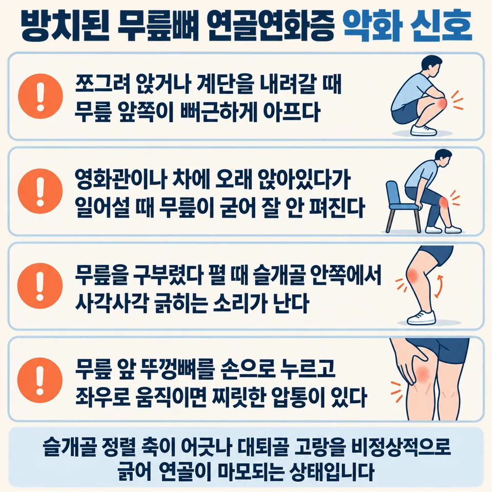 무릎뼈 연골연화증 악화 신호 4가지