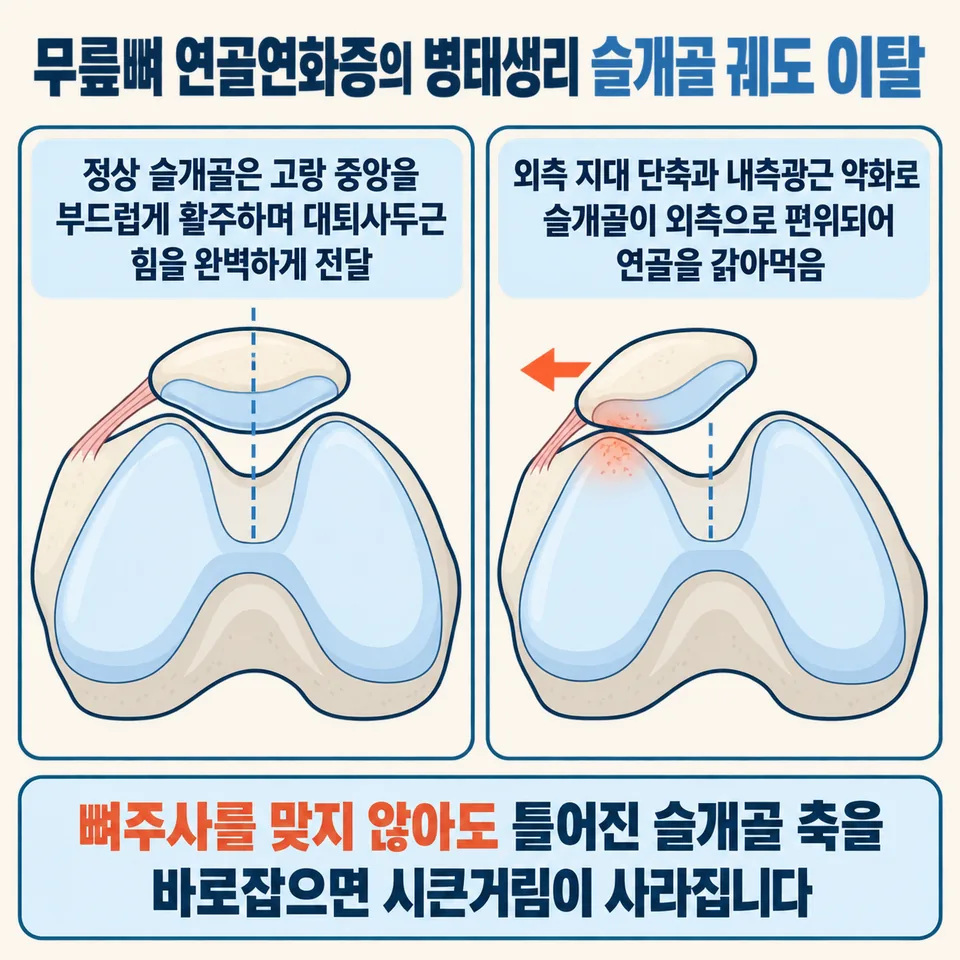 무릎뼈 연골연화증 병태생리 슬개골 궤도 이탈