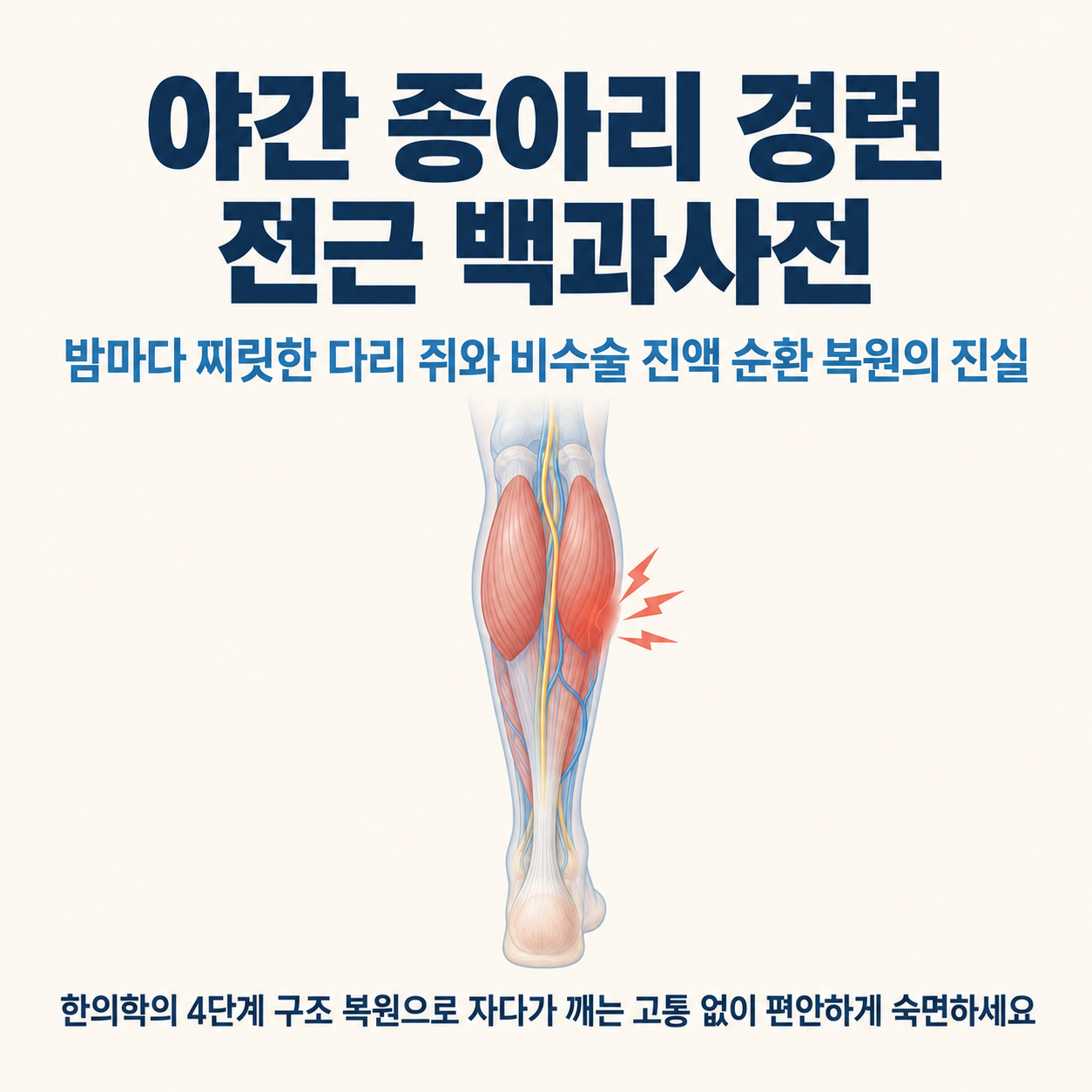 야간 종아리 경련 비복근 강직 및 혈류 정체 실루엣