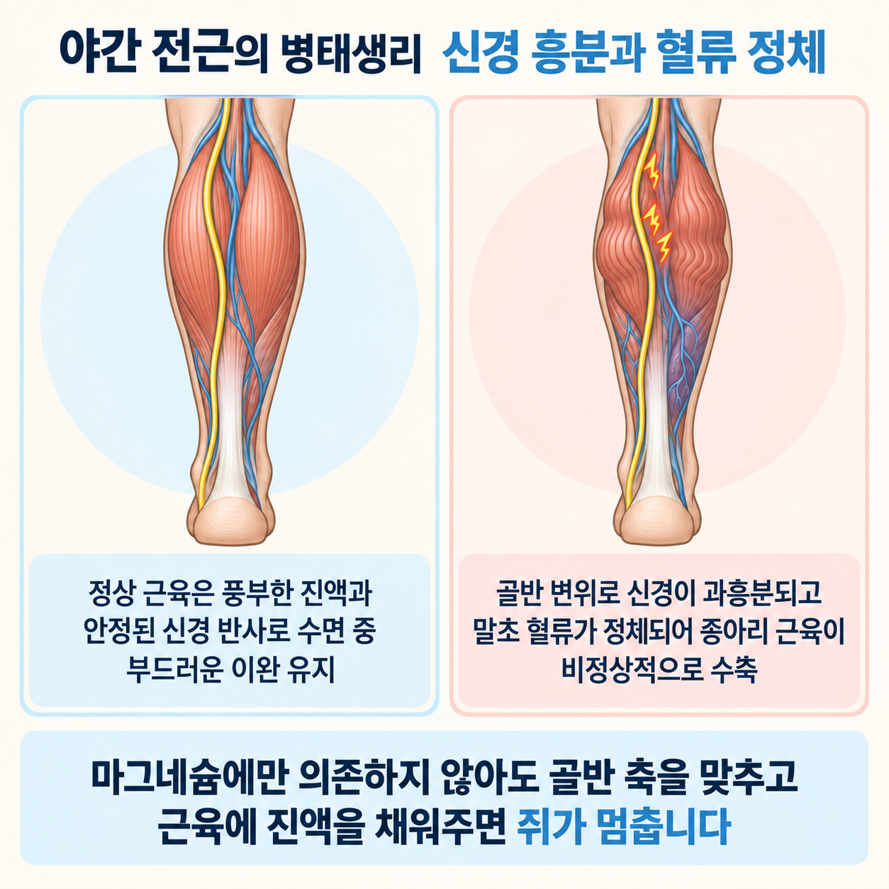 야간 전근 병태생리 신경 흥분과 혈류 정체