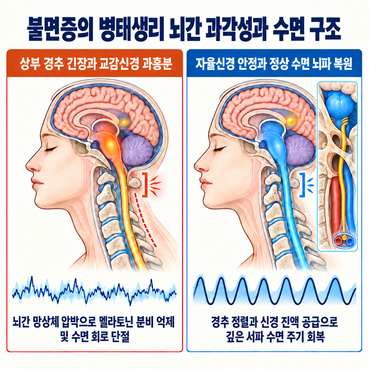 불면증의 병태생리 뇌간 과각성과 수면 구조