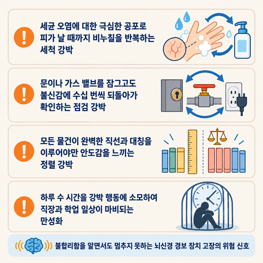 강박장애 악화 4단계 경고 신호 인포그래픽