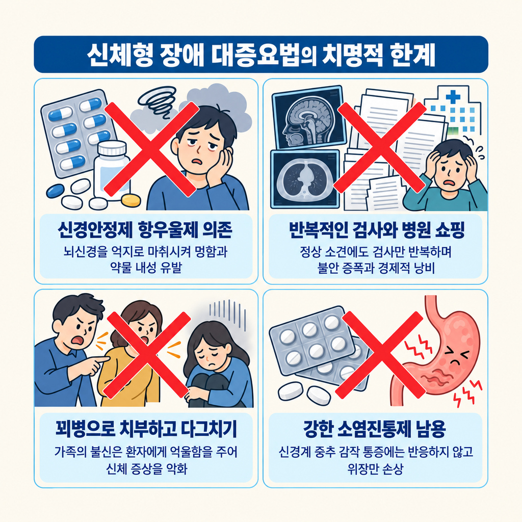 신체형 장애 대증요법의 치명적 한계 인포그래픽