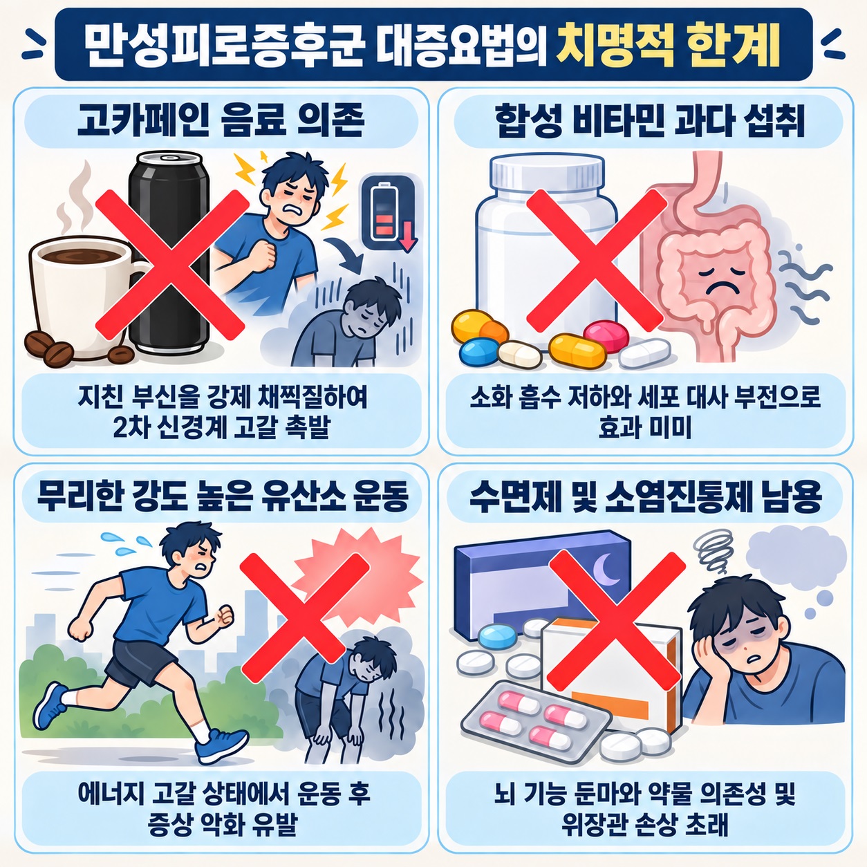 만성피로증후군 대증요법의 치명적 한계 인포그래픽